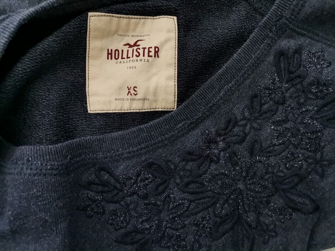 Hollister Size XS Color Granatowy Okrągły dekolt Sweter Długi rękaw Fabric Bawełna