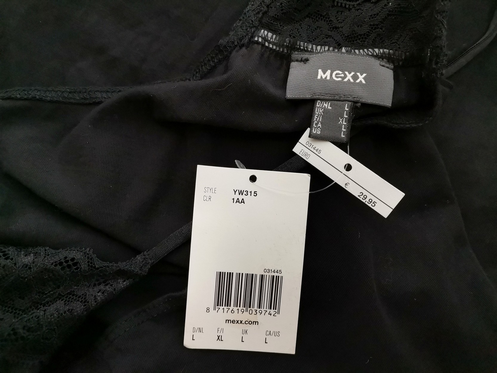 Mexx Size L Color Czarny W serek Bluzka Bezrękawnik Fabric Bawełna 100%