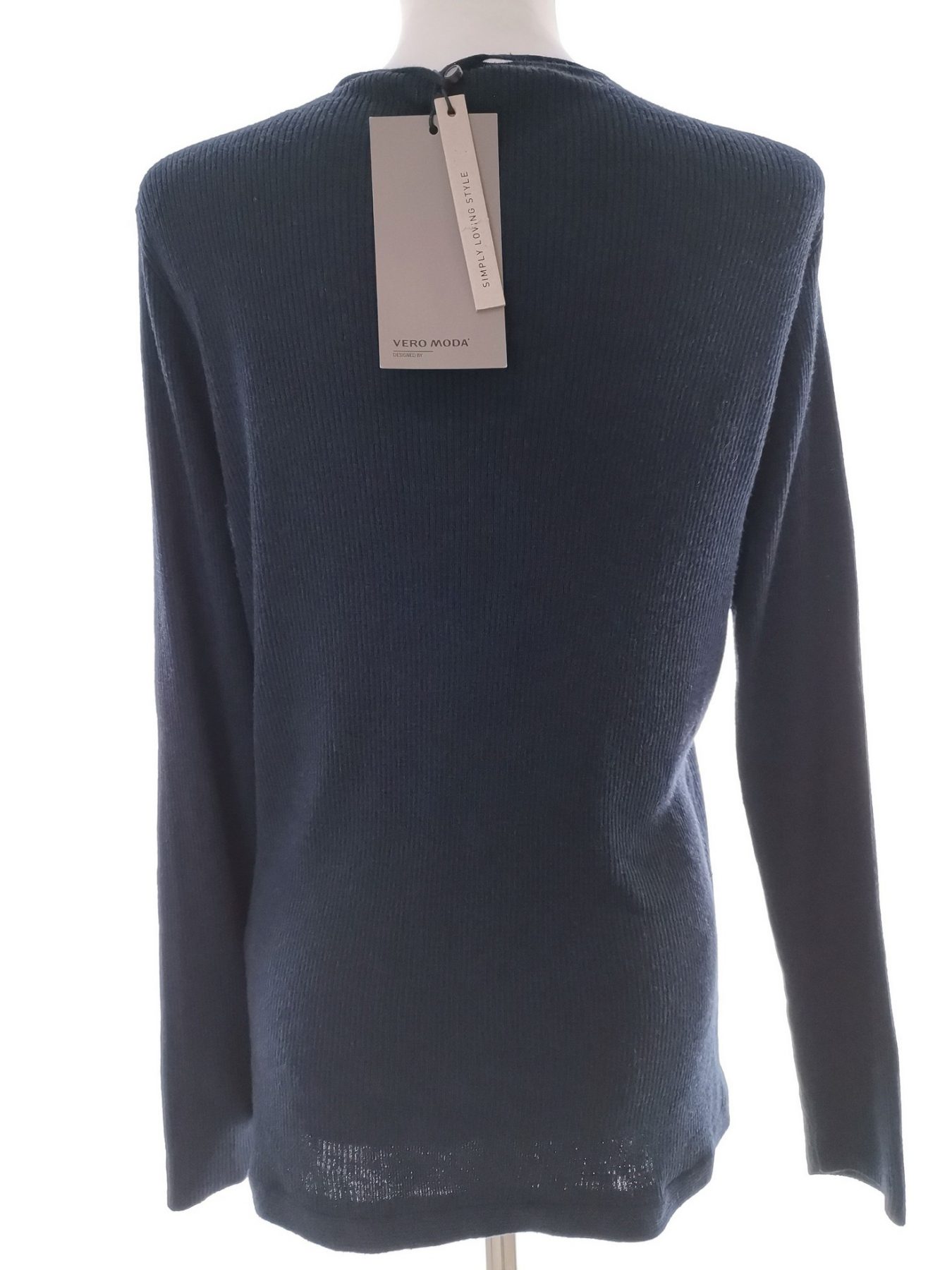 Vero moda Size L Color Granatowy W serek Sweter Długi rękaw Fabric Akryl