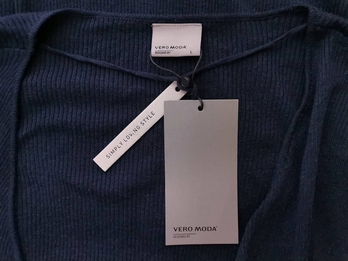 Vero moda Size L Color Granatowy W serek Sweter Długi rękaw Fabric Akryl