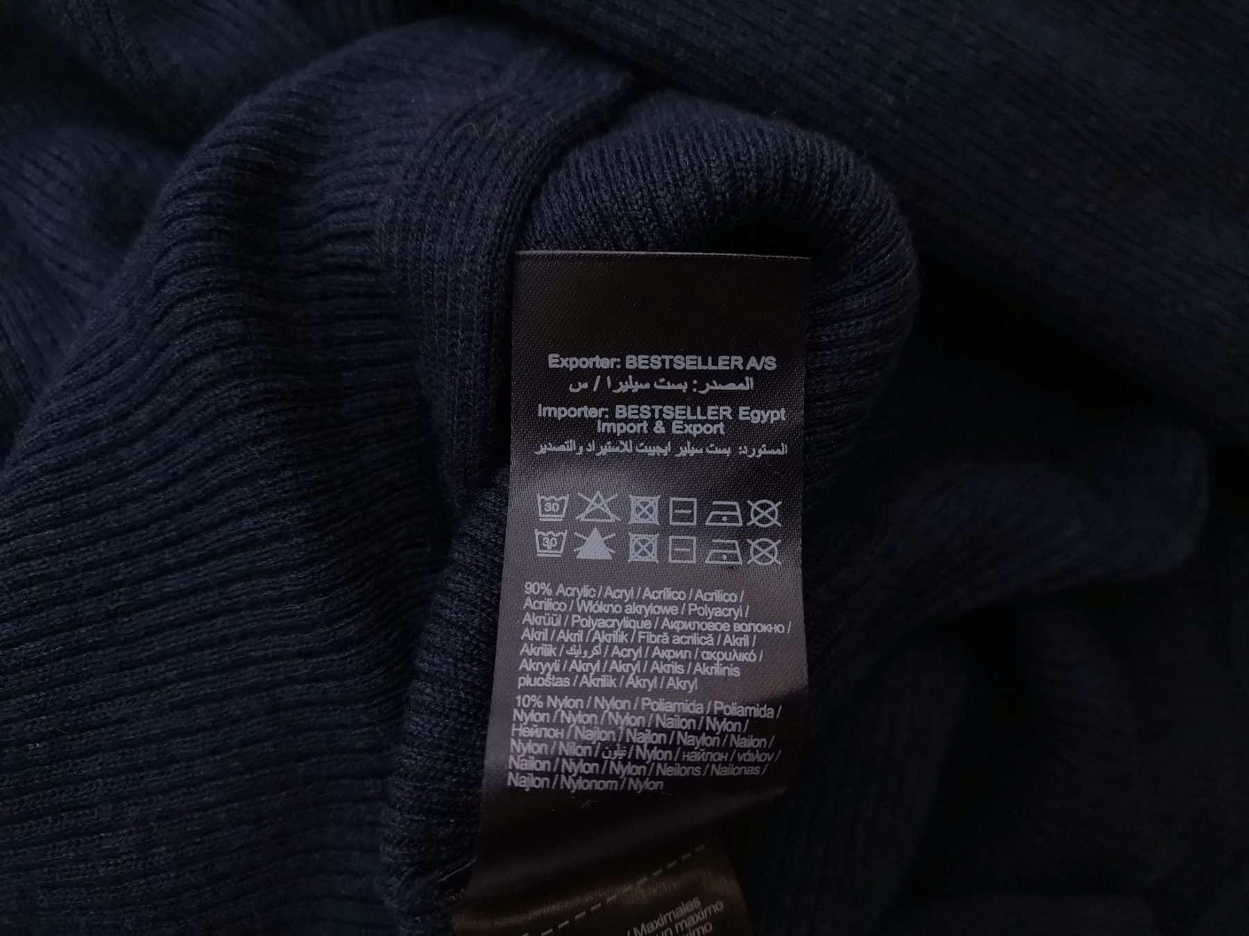 Vero moda Size L Color Granatowy W serek Sweter Długi rękaw Fabric Akryl