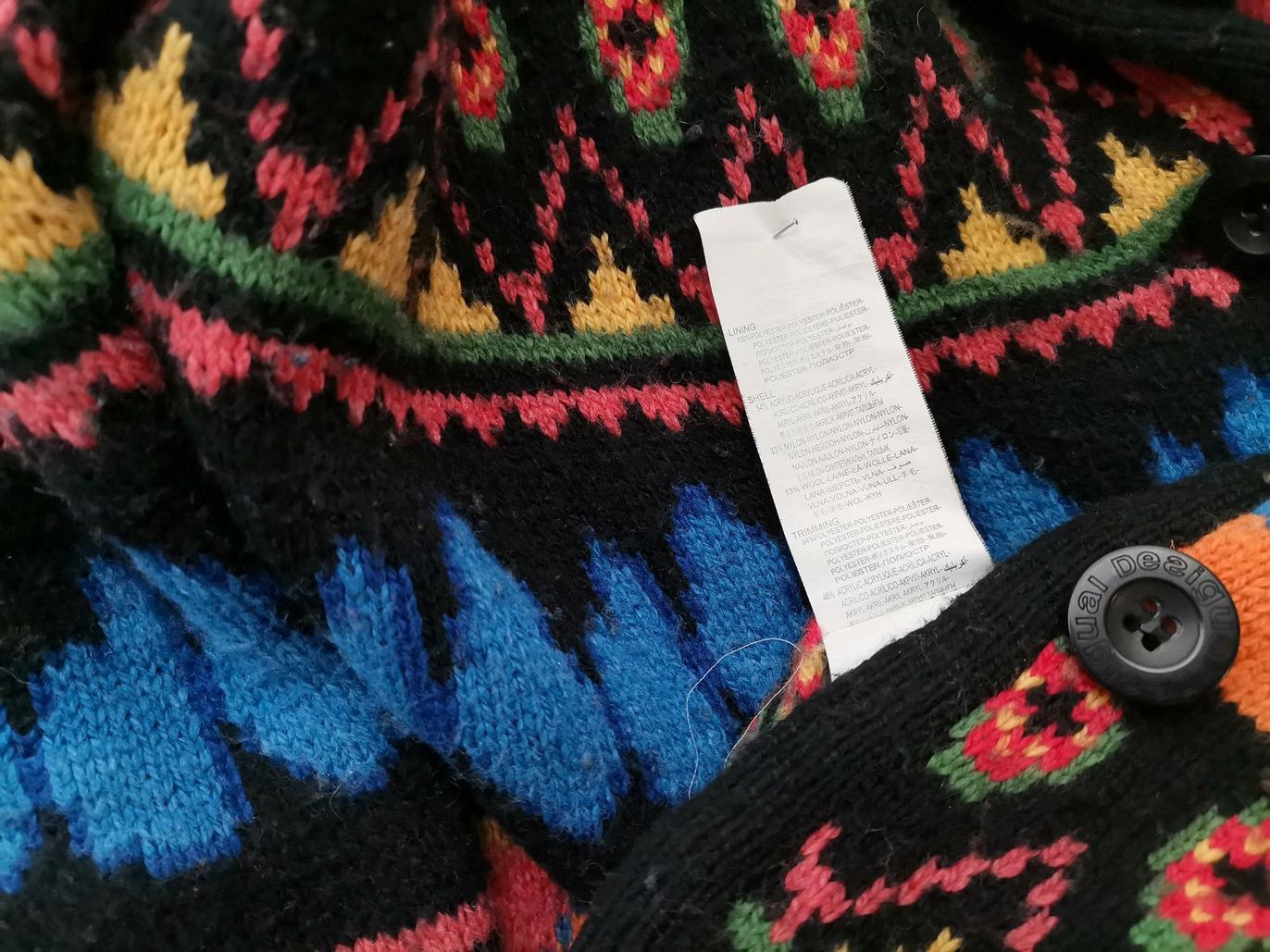 DESIGUAL Size M Color Kolorowa Kołnierz Długi Zapinany Kardigan Długi rękaw Fabric Akryl Gruba dzianina