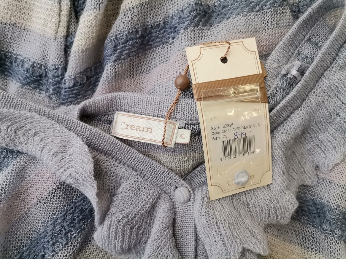 Cream Size XL Color Niebieski W serek Długi Zapinany Kardigan Płaszcz Długi rękaw Fabric Akryl Cienka dzianina