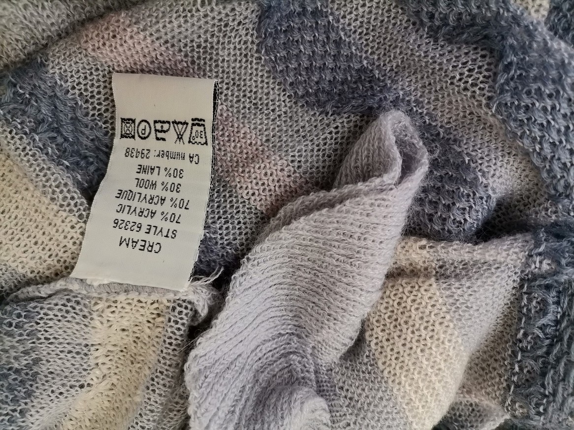 Cream Size XL Color Niebieski W serek Długi Zapinany Kardigan Płaszcz Długi rękaw Fabric Akryl Cienka dzianina