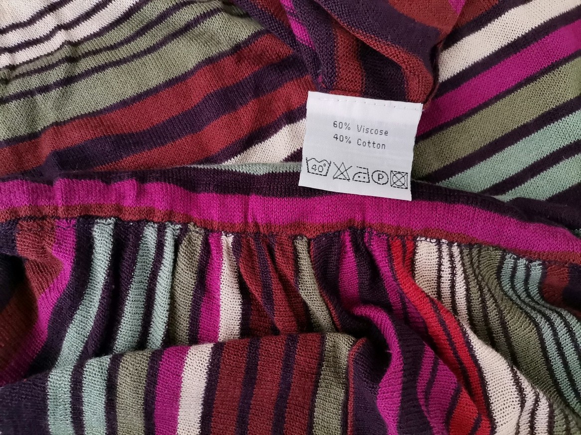 Indiska Size M Color Kolorowa Pasy Głęboki Serek Tunika Bluzka Krótki rękaw Fabric Wiskoza