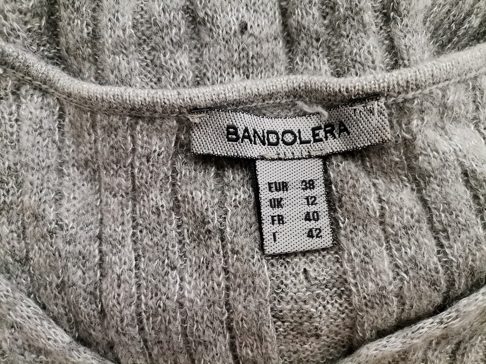 BANDOLERA Size 38 Color Szary W serek Sweter Długi rękaw Cienka dzianina