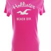 Hollister Size L Color Różowy Crew Neck T-Shirt Krótki rękaw Fabric Bawełna