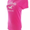 Hollister Size L Color Różowy Crew Neck T-Shirt Krótki rękaw Fabric Bawełna