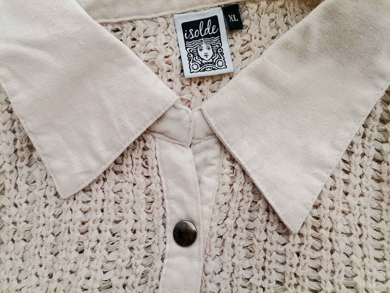 Isolde Size XL Color Beżowy Kołnierz Długi Sweter Tunika Długi rękaw Fabric Akryl Gruba dzianina