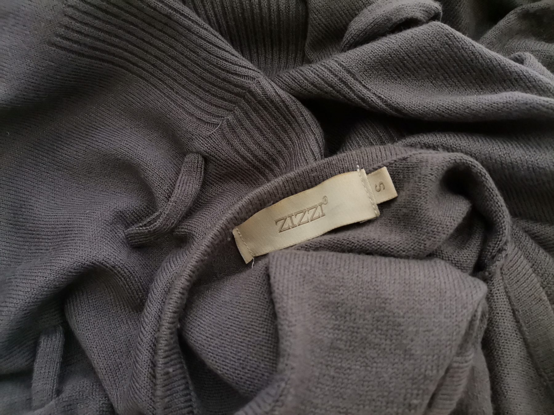 Zizzi Size S Color Szary W serek Długi Kardigan Wiązany Długi rękaw Fabric Akryl Cienka dzianina