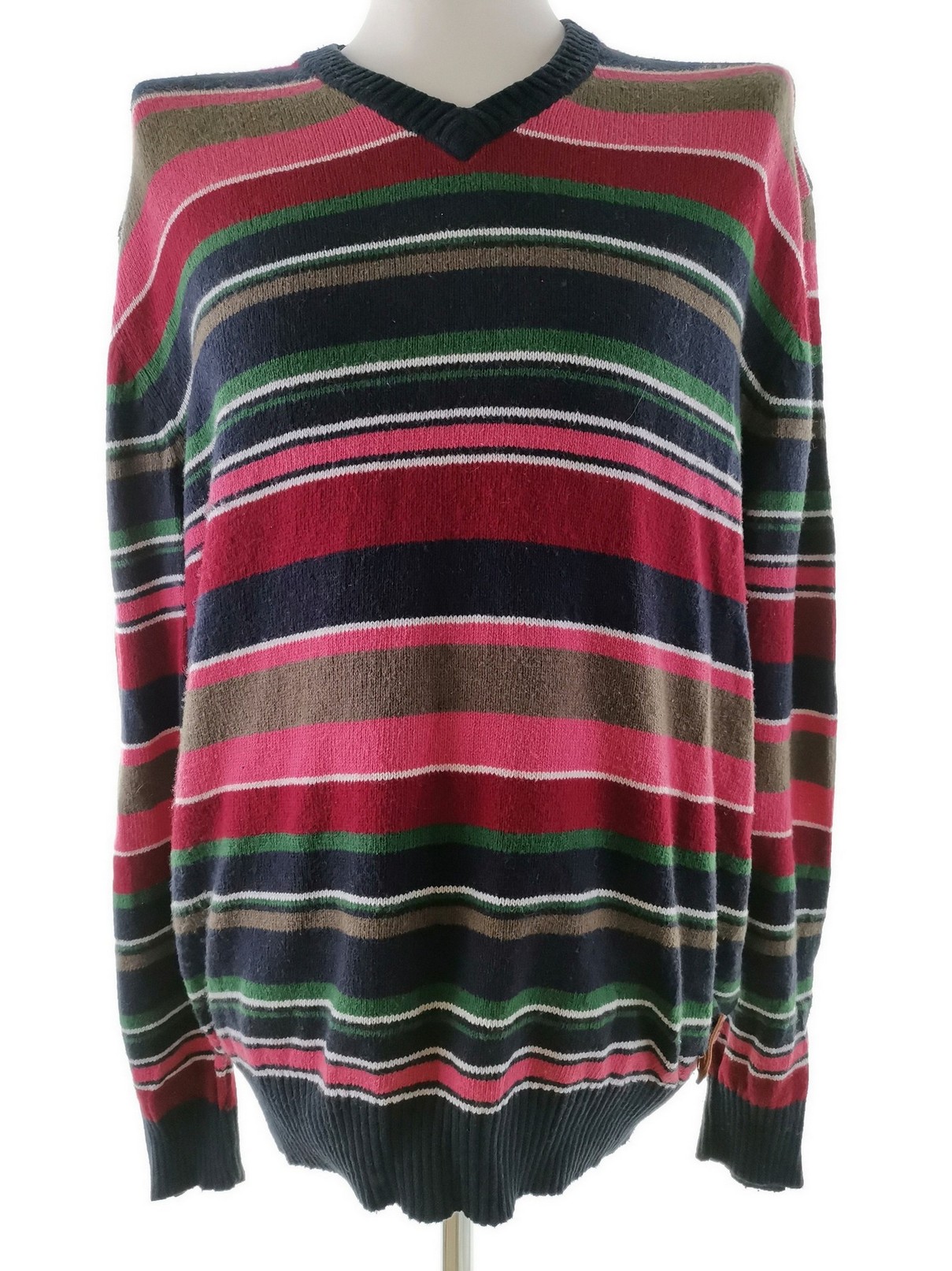 Esprit Size XXL Color Kolorowa Pasy Męski Sweter Długi rękaw Fabric Bawełna