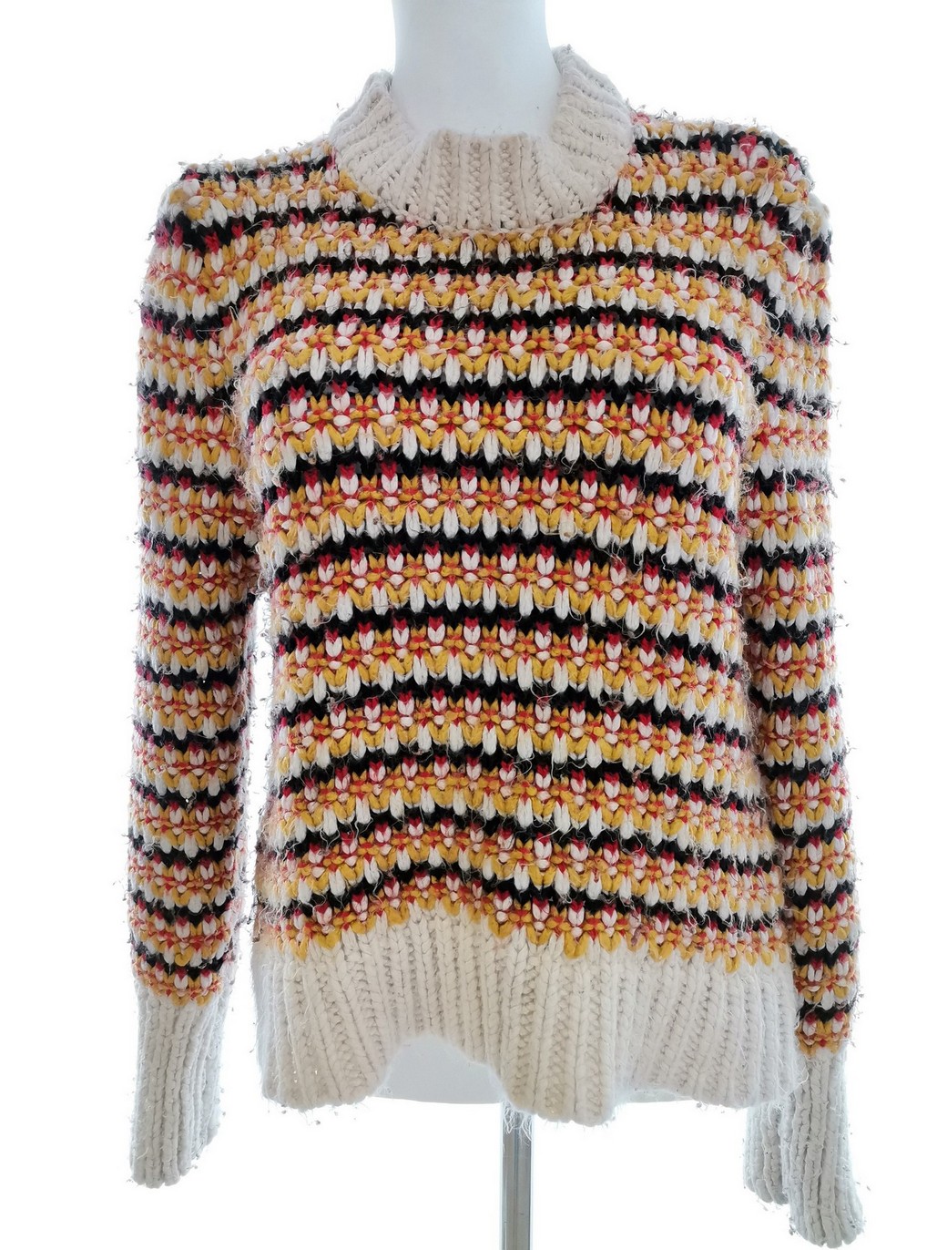 ZARA KNIT Size M Color Kremowy Pół golf Sweter Długi rękaw Fabric Akryl Gruba dzianina