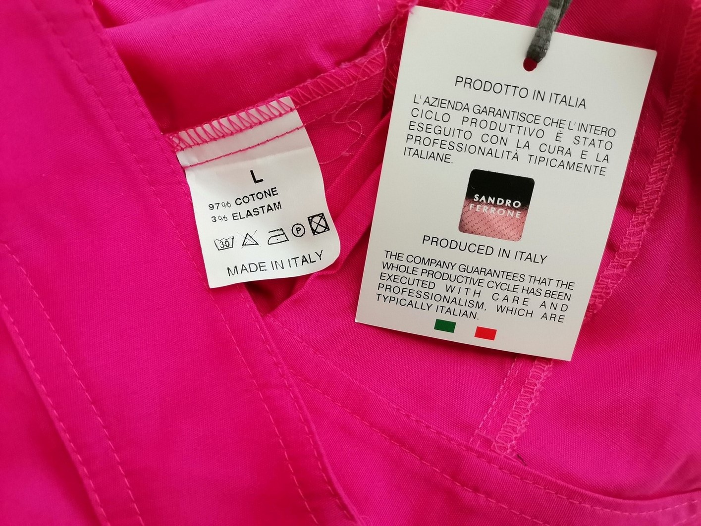 Sandro Ferrone Size L (36) Color Fuksja Kołnierz Kardigan Otwarty Drapowany Krótki rękaw Fabric Bawełna Cienka dzianina