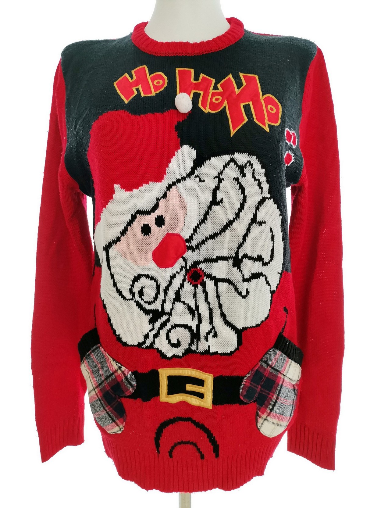 Merry Christmas Size S Color Czerwony Crew Neck Sweter Świąteczny Gwiazdka Długi rękaw Fabric Akryl 100% Cienka dzianina