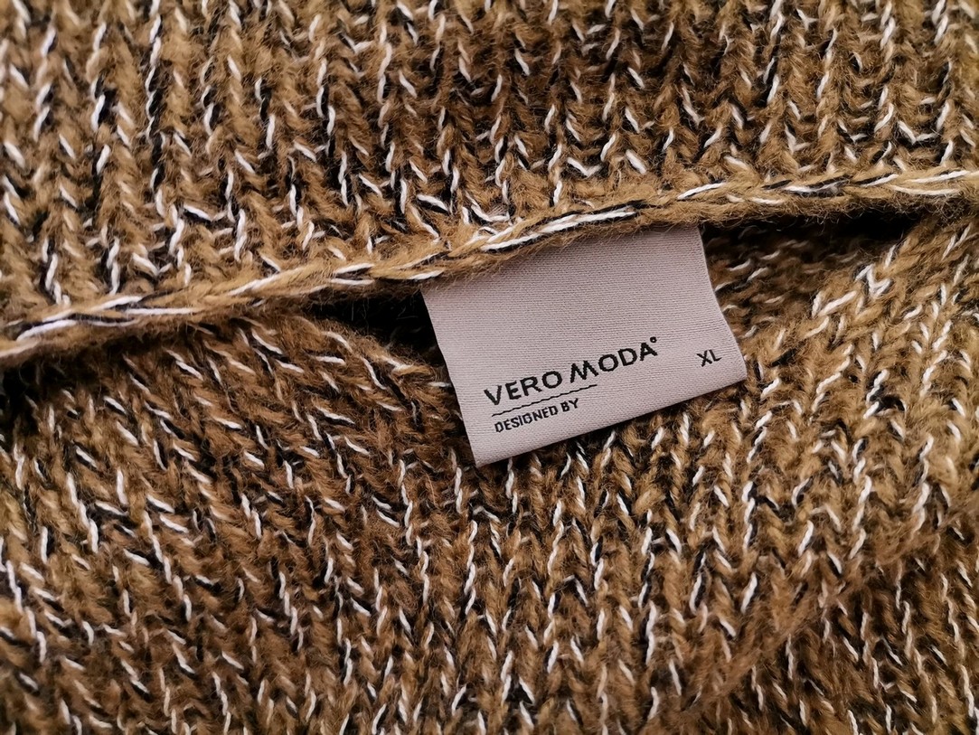 Vero moda Size XL Color Beżowy W serek Sweter Długi rękaw Fabric Akryl Cienka dzianina