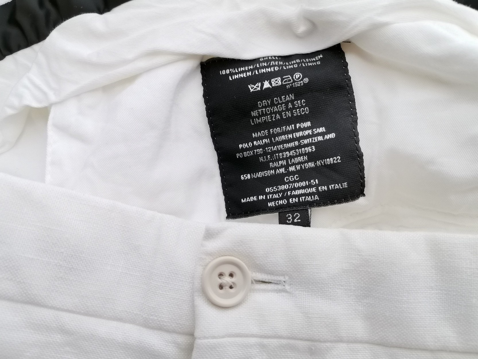 Ralph Lauren Size 32 Color Biały Fabric Len 100%