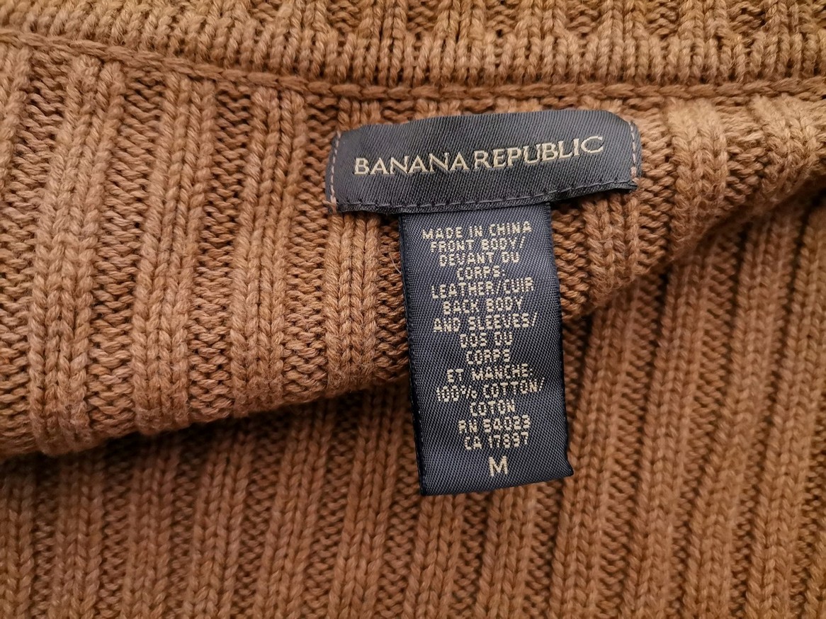 Banana Republic Size M Color Brązowy Kołnierz Długi Otwarty Kardigan Płaszcz Długi rękaw Fabric Bawełna 100% Cienka dzianina