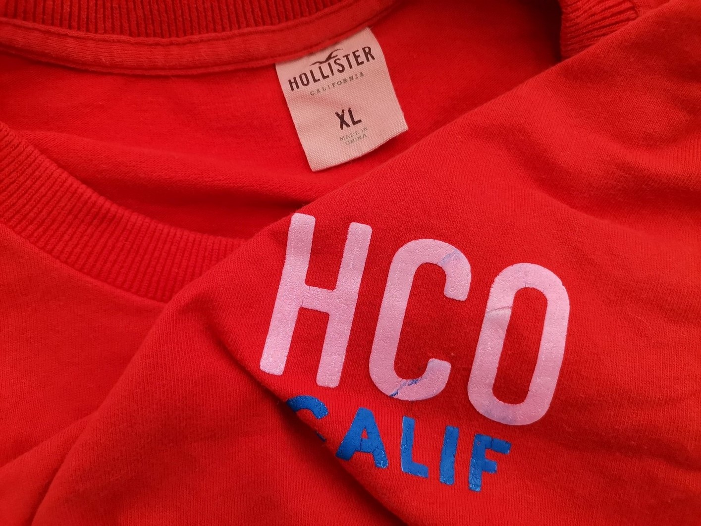 Hollister Size XL Color Pomarańczowy Męski Sweter Długi rękaw Fabric Bawełna 100%