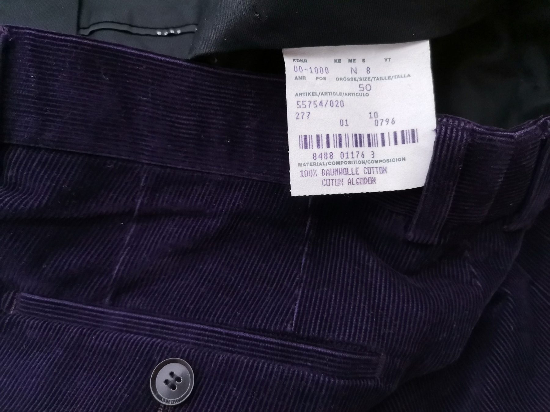 Hugo Boss Size 50 (M) Color Fioletowy Fabric Bawełna 100%