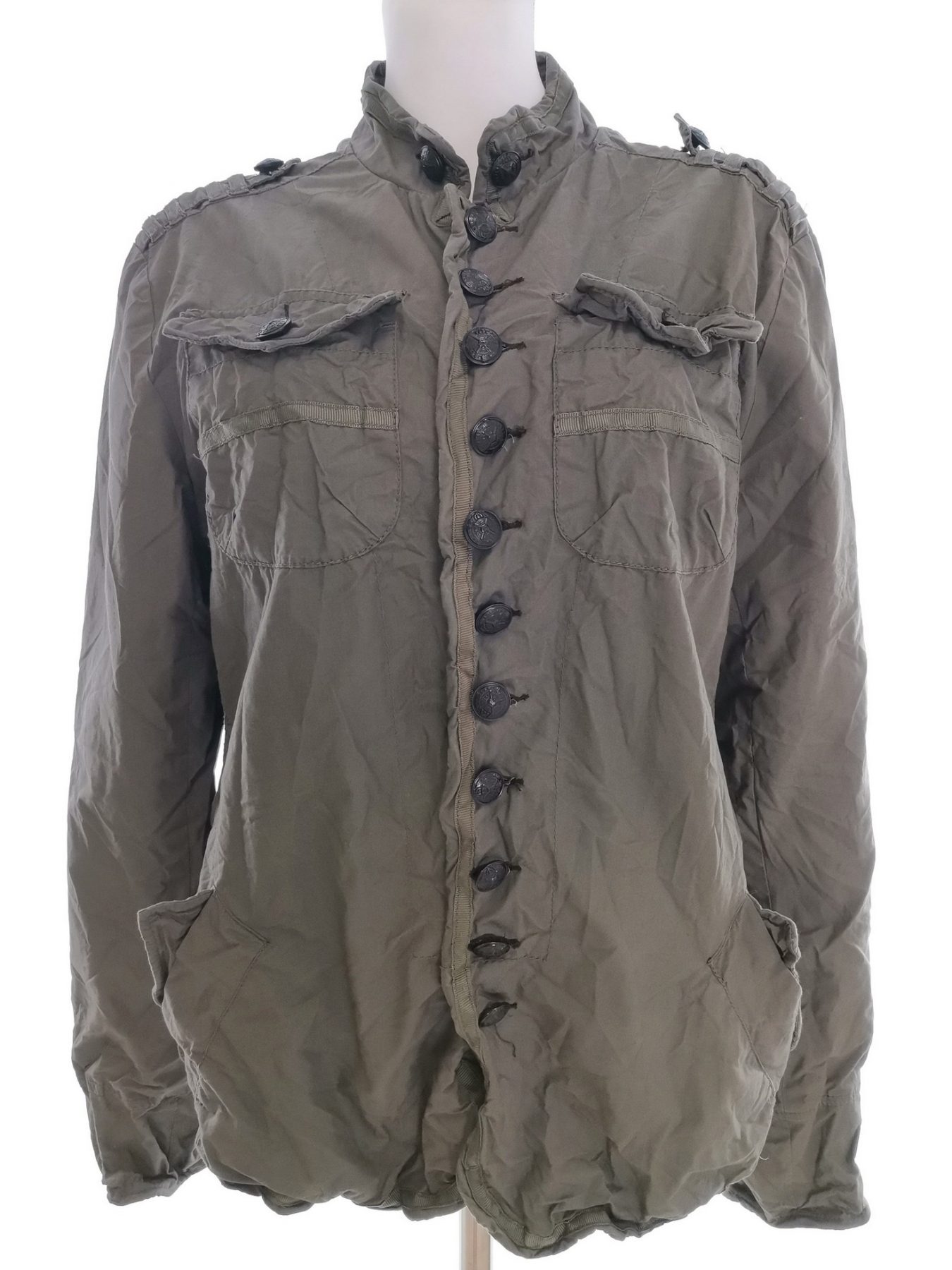 River island Size M Color Khaki Kurtka Długi rękaw Fabric Bawełna 100%