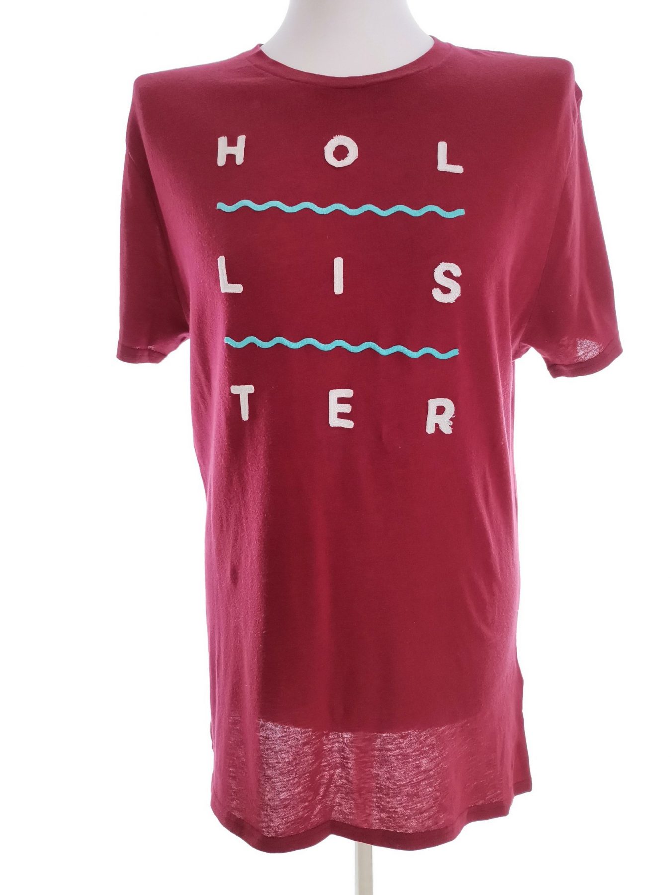 Hollister Size M Color Bordowy Męski T-Shirt Krótki rękaw Fabric Bawełna