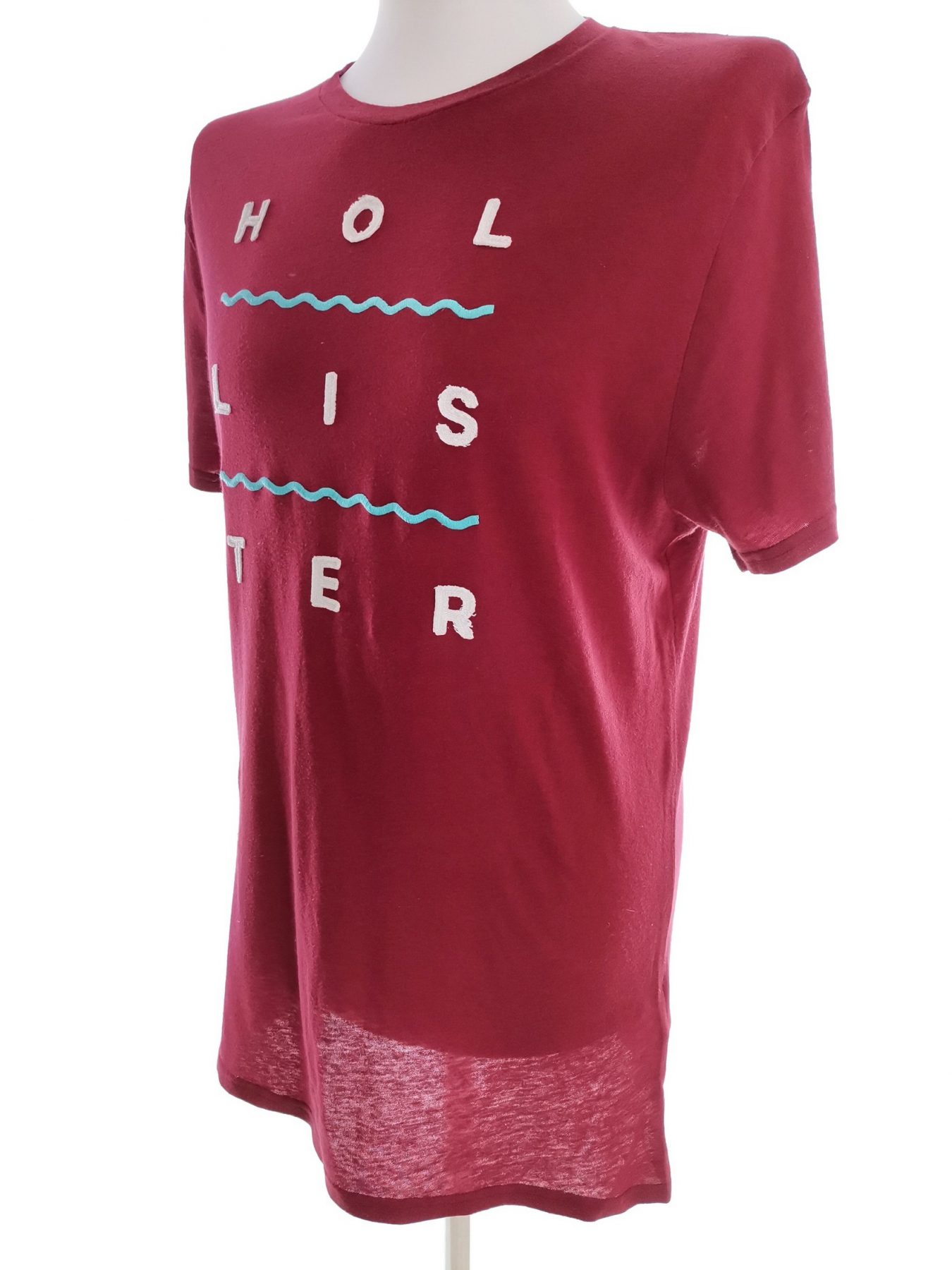 Hollister Size M Color Bordowy Męski T-Shirt Krótki rękaw Fabric Bawełna