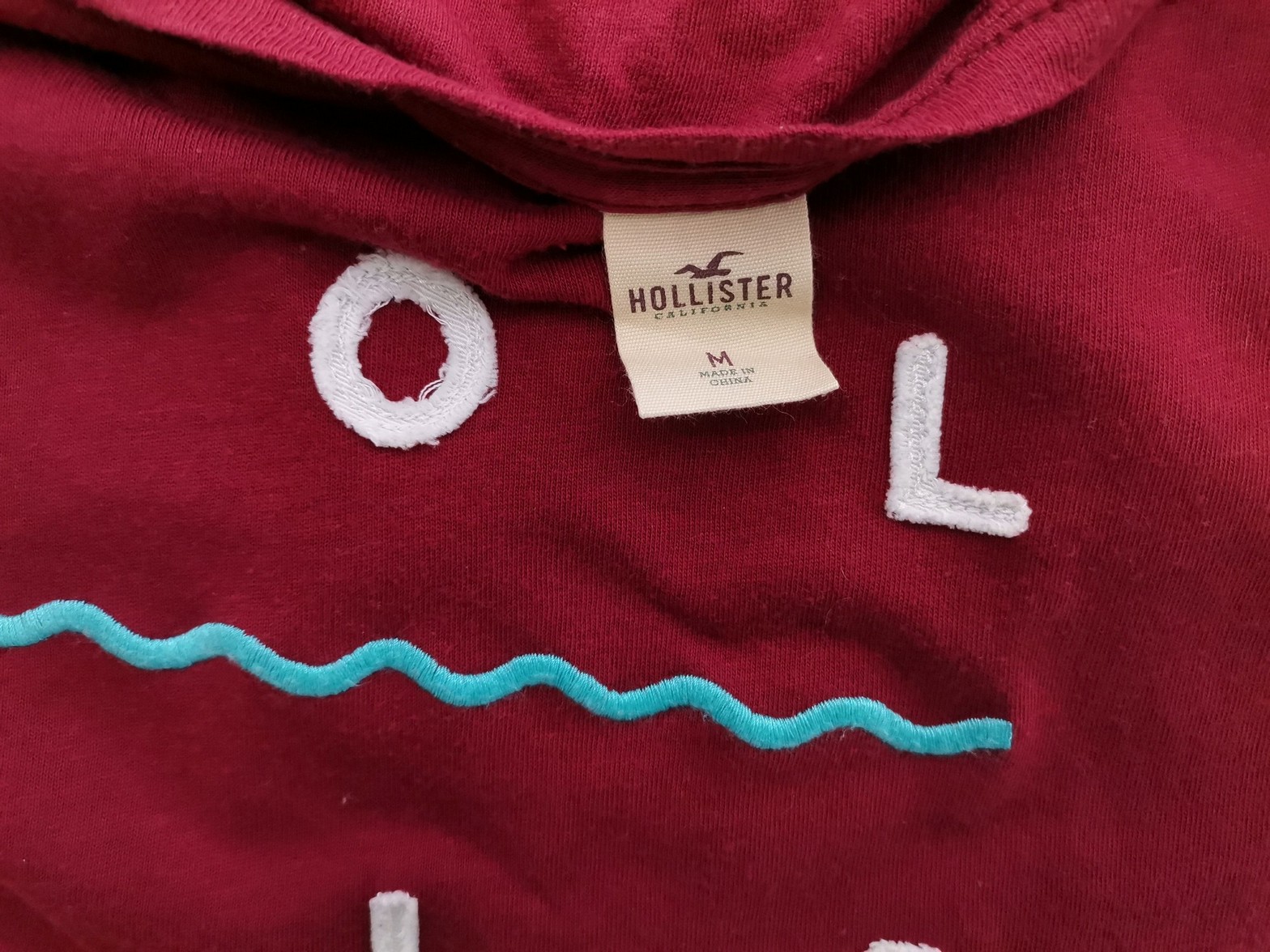 Hollister Size M Color Bordowy Męski T-Shirt Krótki rękaw Fabric Bawełna