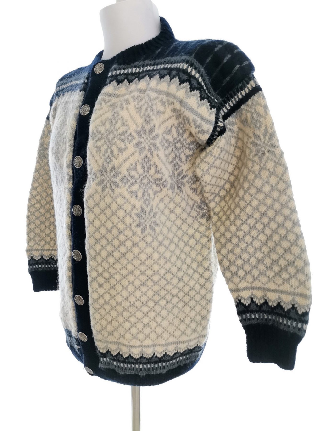 Vintage Size L Color Granatowy Męski Sweter Rozpinany Długi rękaw