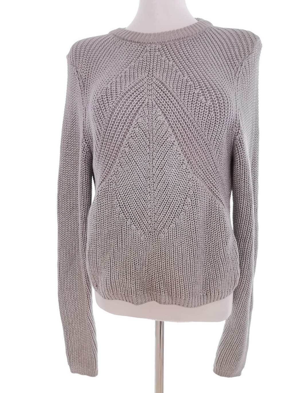 River island Size 12 (40) Color Szary Crew Neck Sweter Długi rękaw Fabric Bawełna 100% Gruba dzianina