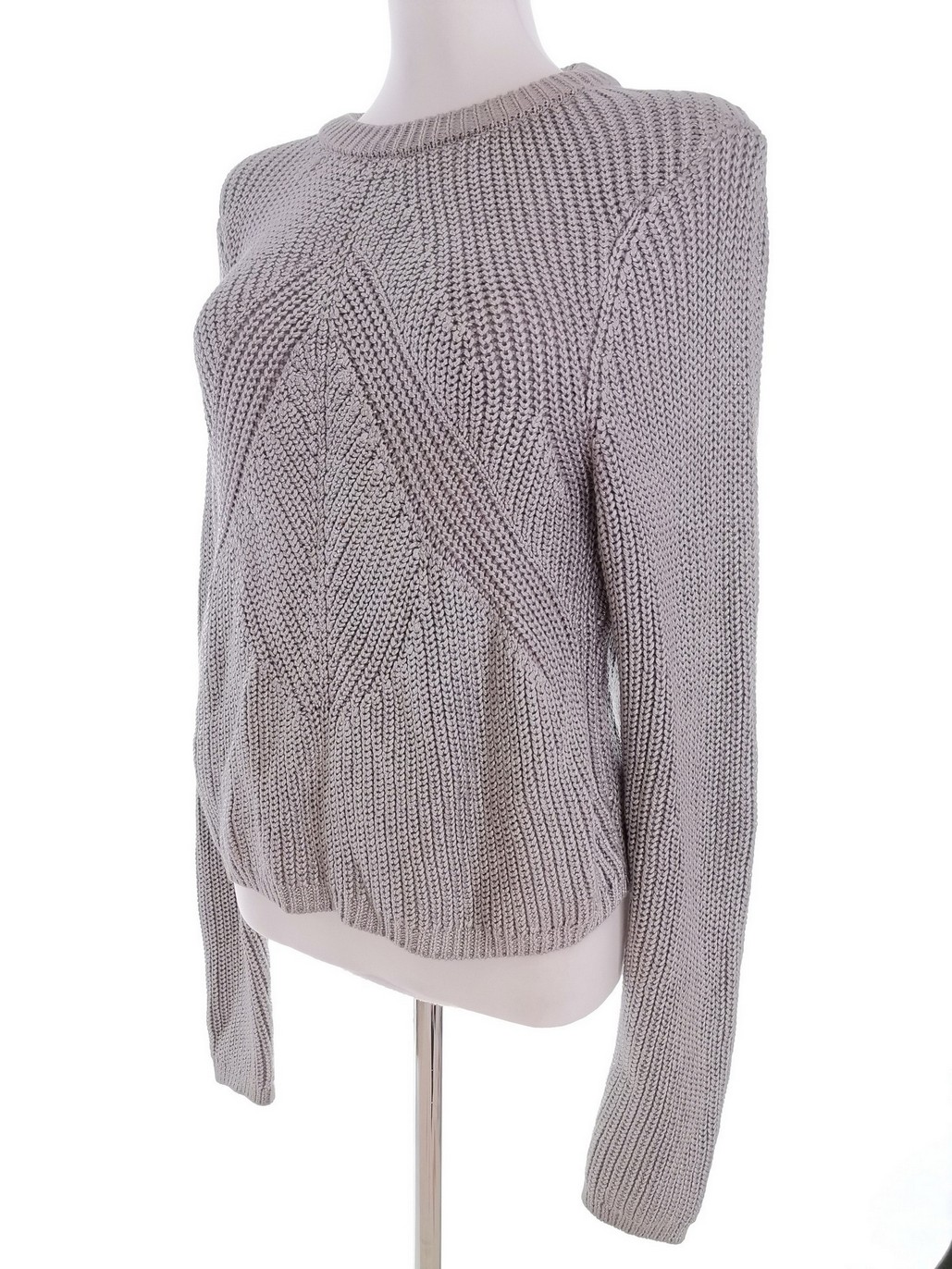 River island Size 12 (40) Color Szary Crew Neck Sweter Długi rękaw Fabric Bawełna 100% Gruba dzianina