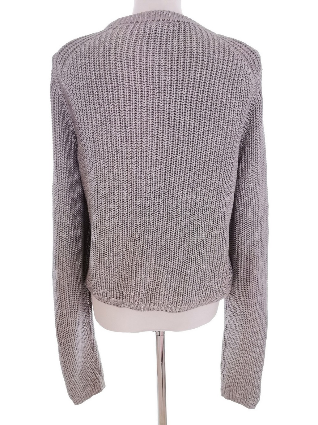 River island Size 12 (40) Color Szary Crew Neck Sweter Długi rękaw Fabric Bawełna 100% Gruba dzianina