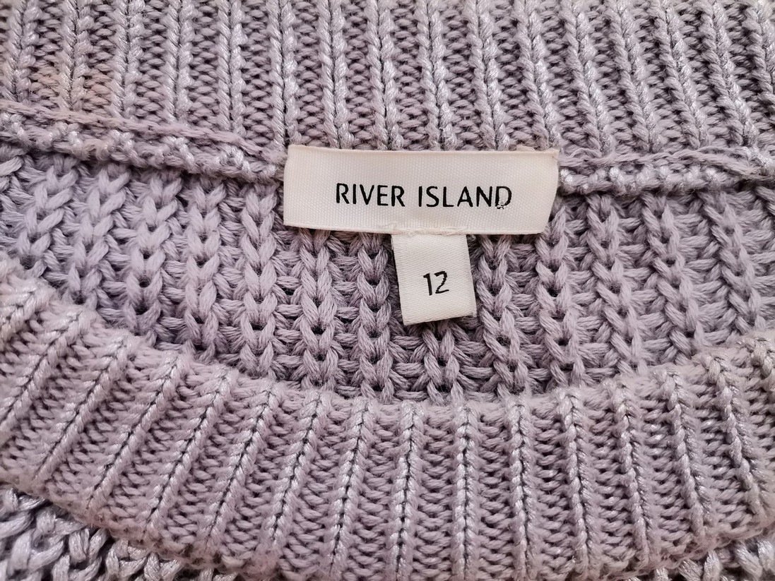 River island Size 12 (40) Color Szary Crew Neck Sweter Długi rękaw Fabric Bawełna 100% Gruba dzianina