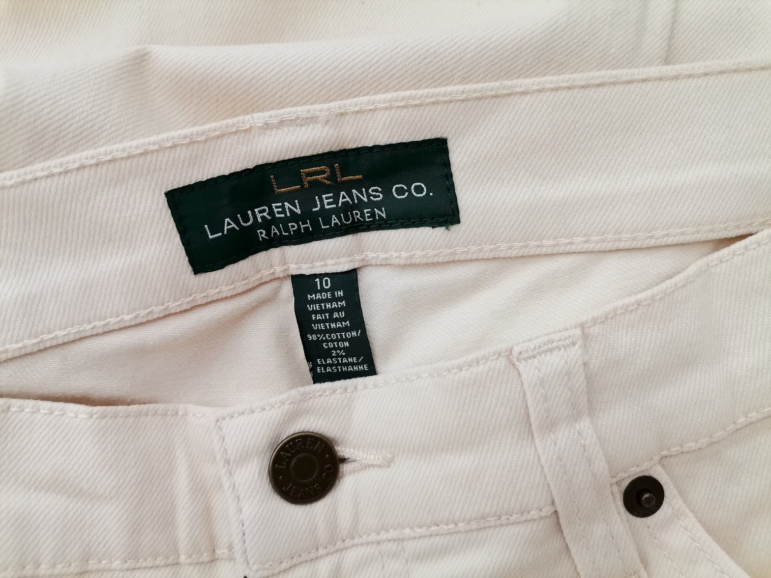 Lauren ralph lauren Size 10 (38) Color Kremowy Spodnie Casual Fabric Bawełna