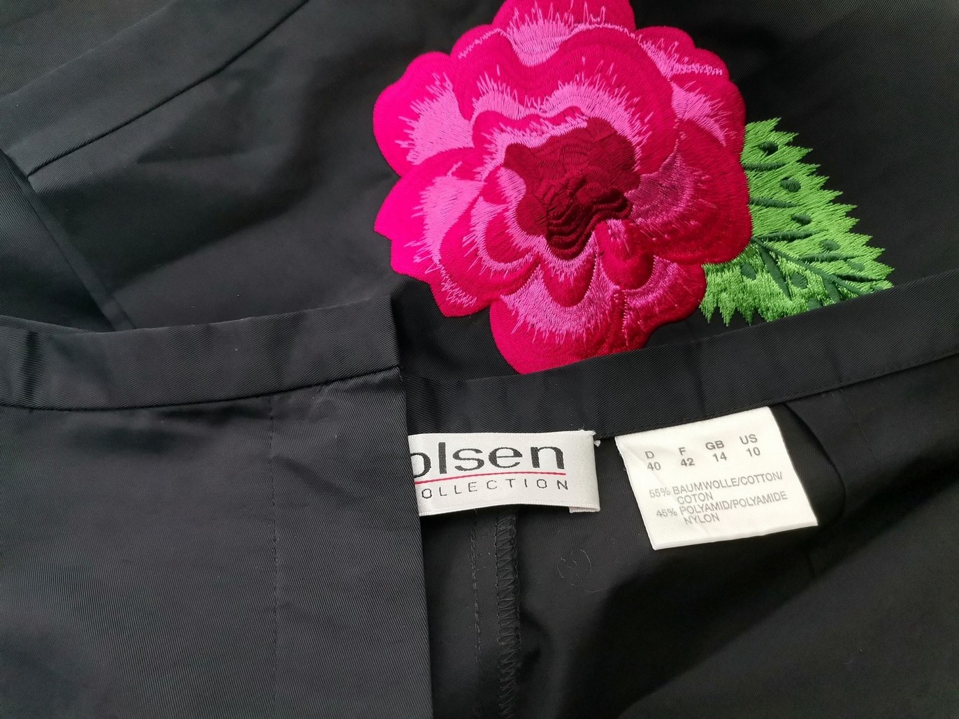 Olsen Size 40 Color Czarny Spodnie Casual Fabric Bawełna