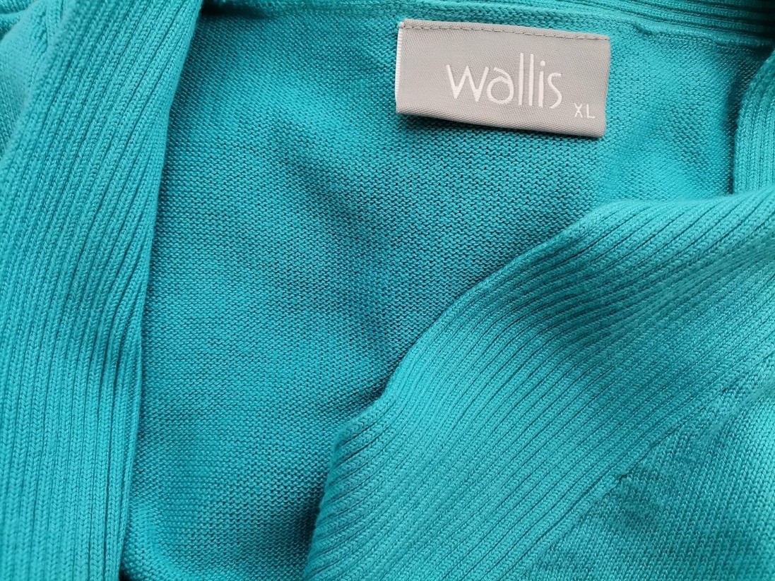 Wallis Size XL Color Niebieski W serek Długi Otwarty Kardigan Rękaw 3/4 Fabric Wiskoza Cienka dzianina