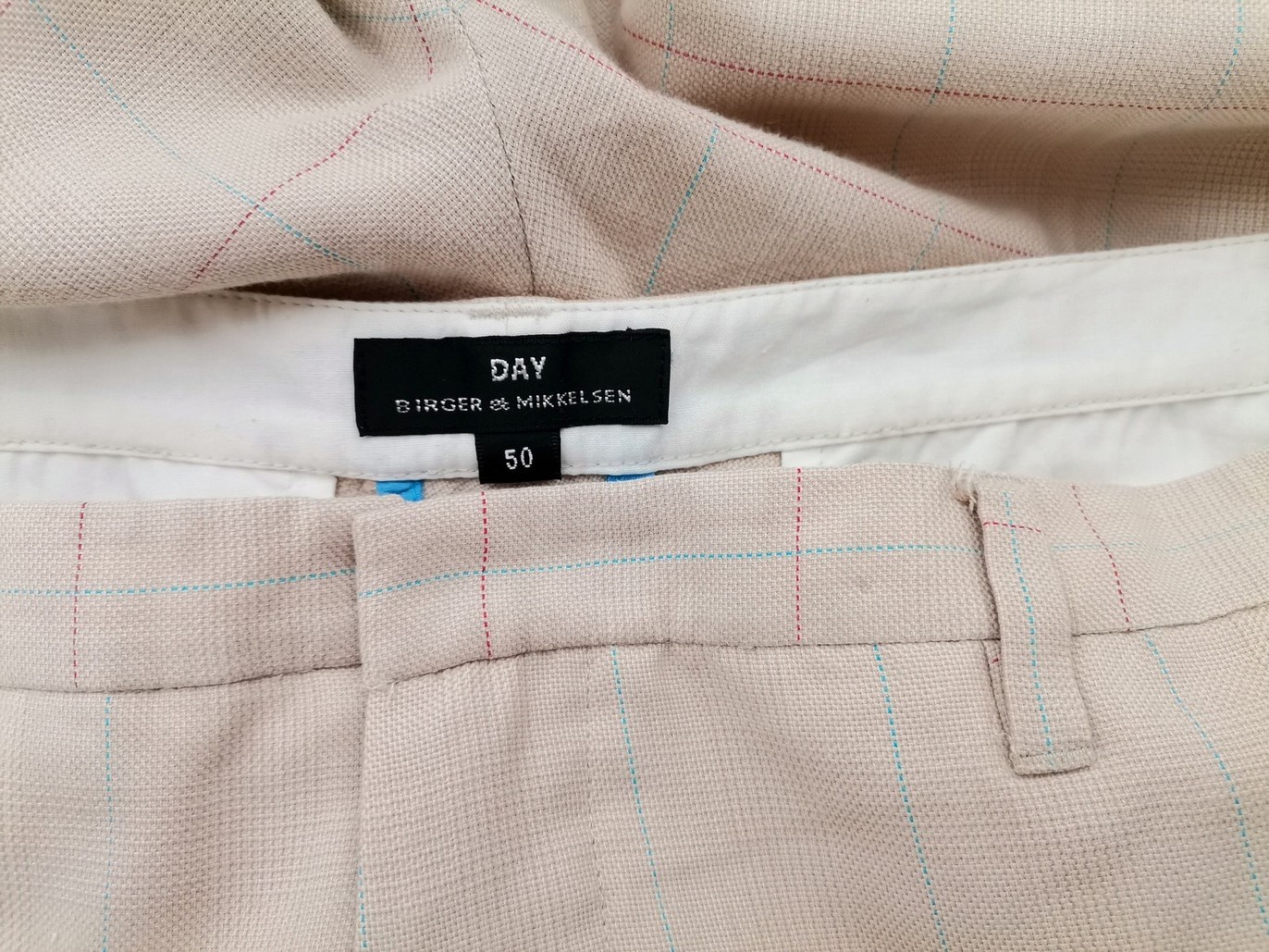 Day Birger Et Mikkelsen Size 50 Color Beżowy Krata Fabric Bawełna