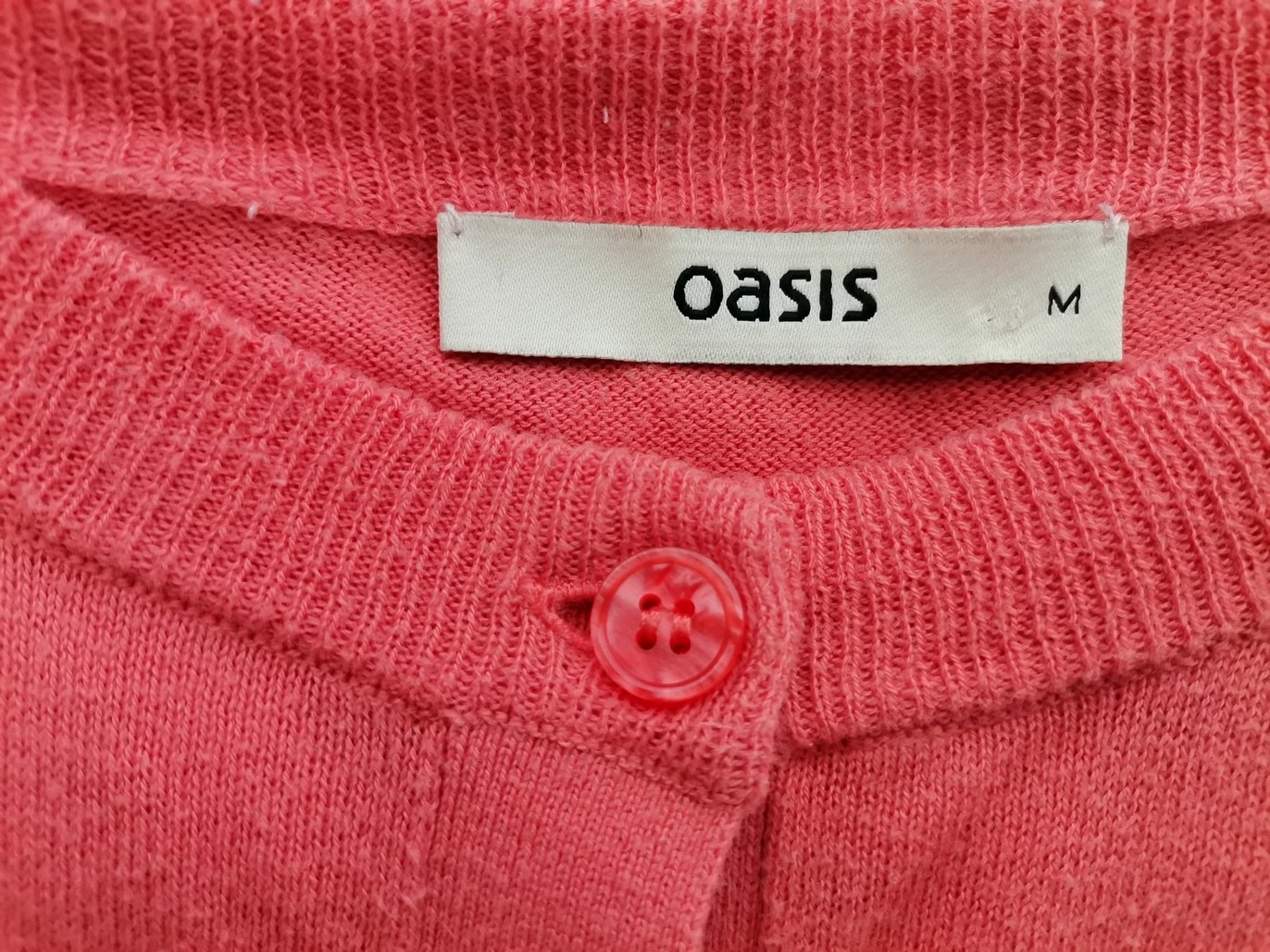 Oasis Size M Color Pomarańczowy Okrągły dekolt Kardigan Zapinany Długi rękaw Fabric Bawełna 100% Cienka dzianina