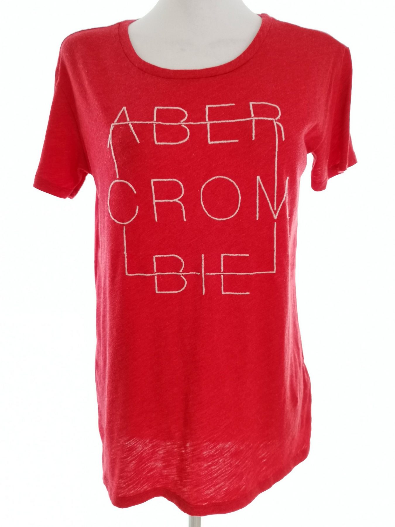 ABERCROMBIE & FITCH Size XS Color Czerwony Okrągły dekolt T-Shirt Krótki rękaw Fabric Bawełna