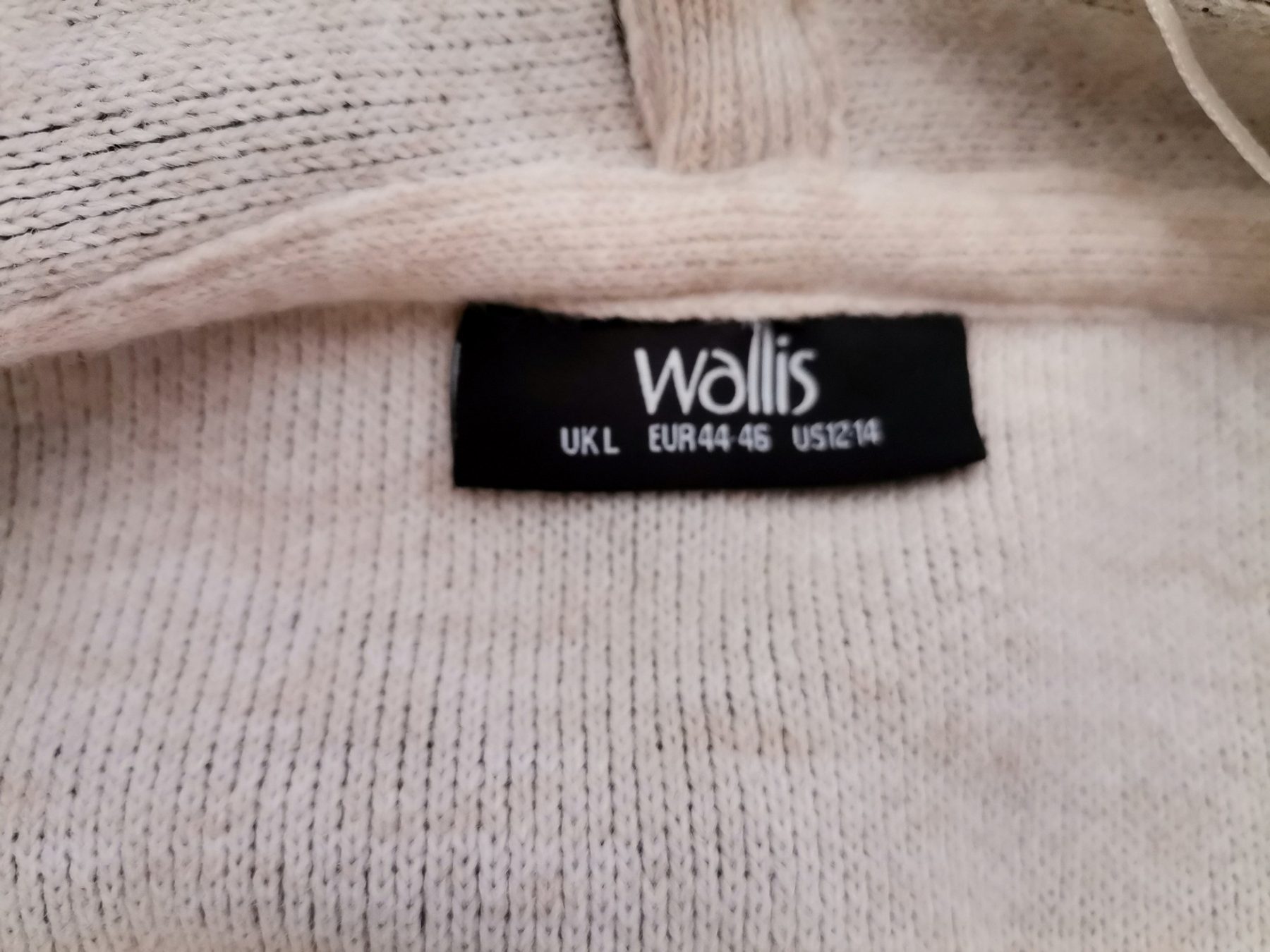 Wallis Size L (44/46) Color Brązowy W serek Długi Otwarty Kardigan Płaszcz Długi rękaw Fabric Akryl Cienka dzianina