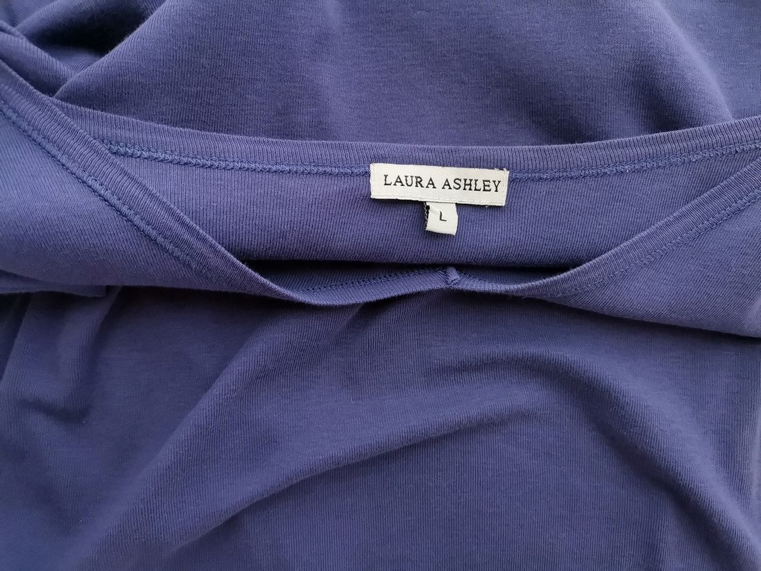 Laura ashley Size L Color Niebieski W serek T-Shirt Krótki rękaw Fabric Bawełna 100%