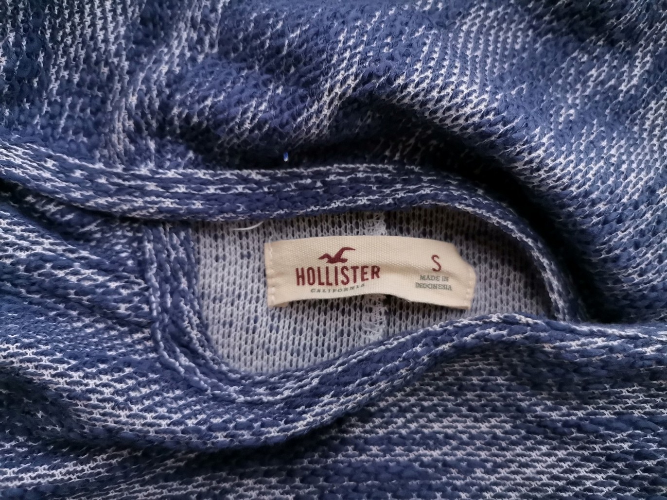 Hollister Size S Color Niebieski W serek Kardigan Otwarty Drapowany Długi rękaw Fabric Bawełna Cienka dzianina