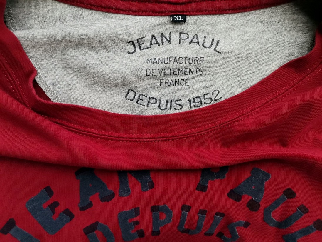 Jean paul Size XL Color Bordowy Męski T-Shirt Krótki rękaw Fabric Bawełna 100%