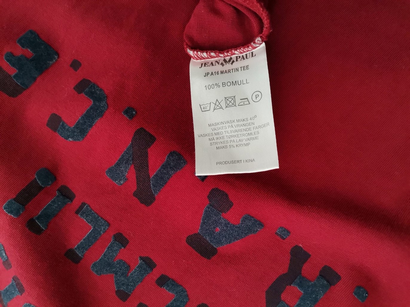 Jean paul Size XL Color Bordowy Męski T-Shirt Krótki rękaw Fabric Bawełna 100%