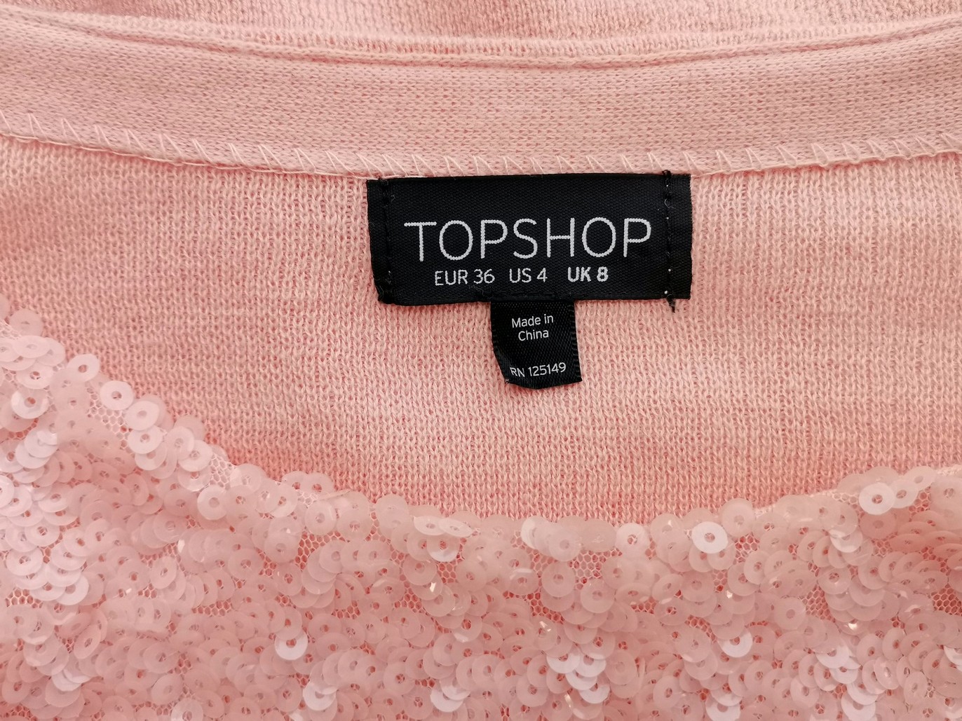 Topshop Size 36 Color Pudrowy Róż Okrągły dekolt Sweter Krótki rękaw Fabric Bawełna 100% Cienka dzianina