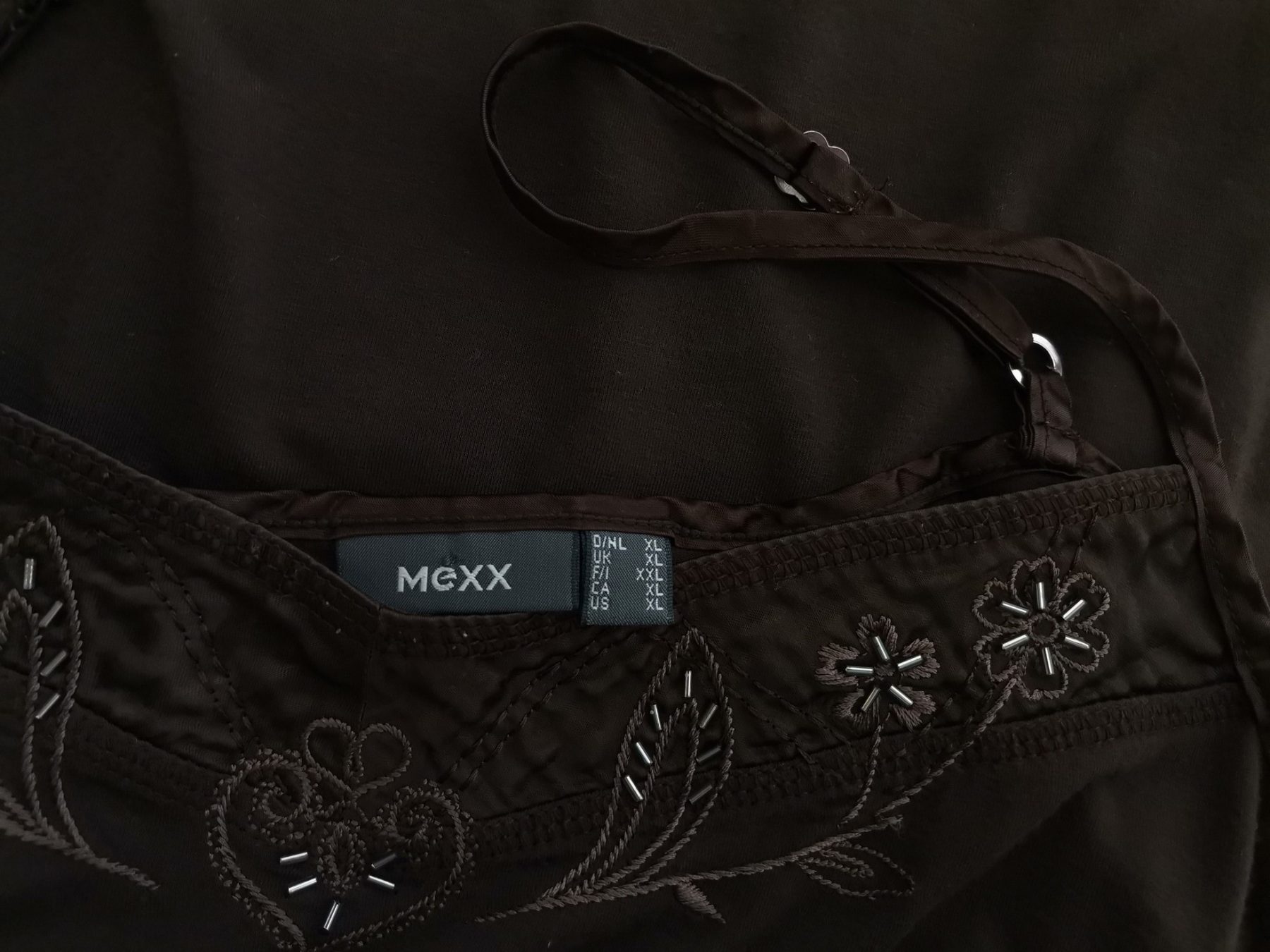 Mexx Size XL Color Brązowy Dekolt Serce Bluzka Bezrękawnik Fabric Wiskoza