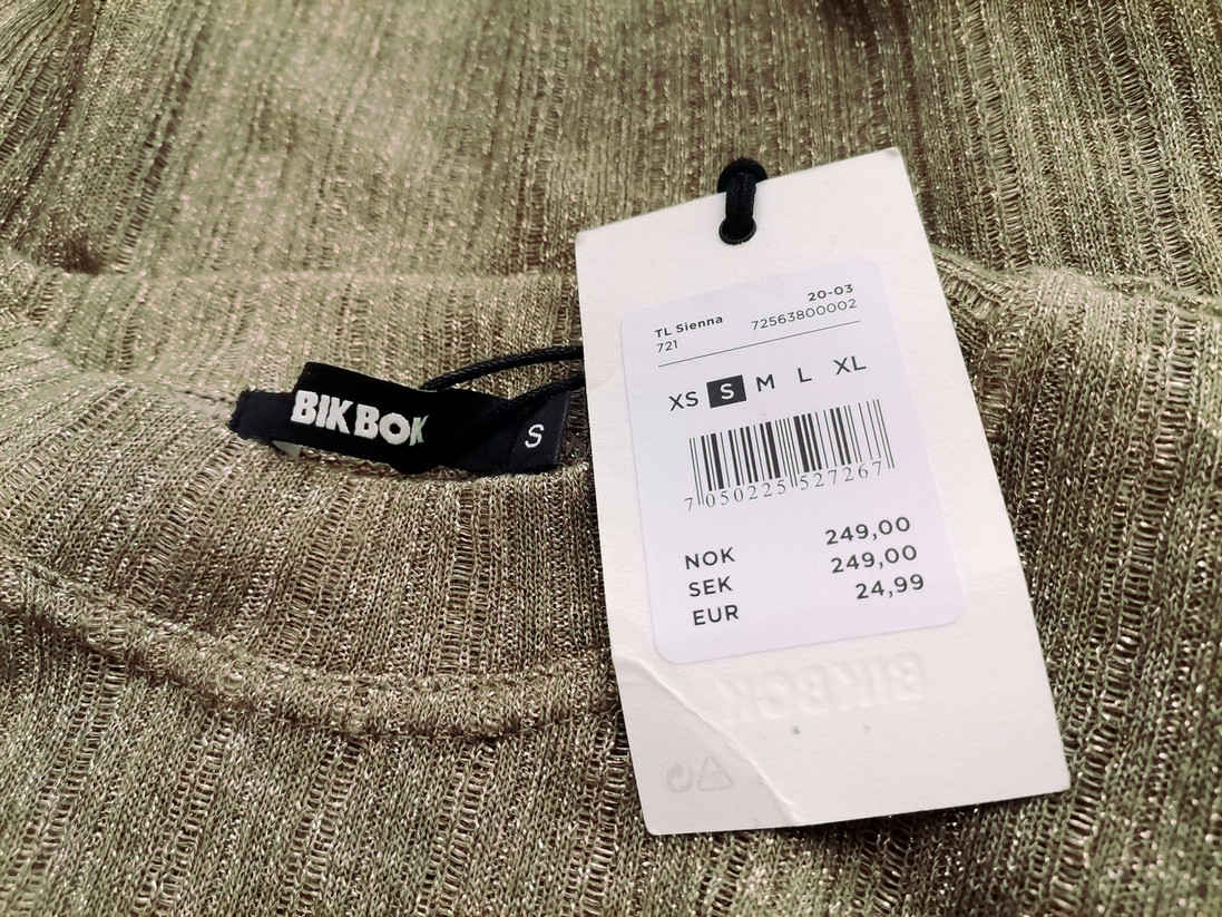 BIK BOK Size S Color Khaki Crew Neck Sweter Długi rękaw Cienka dzianina