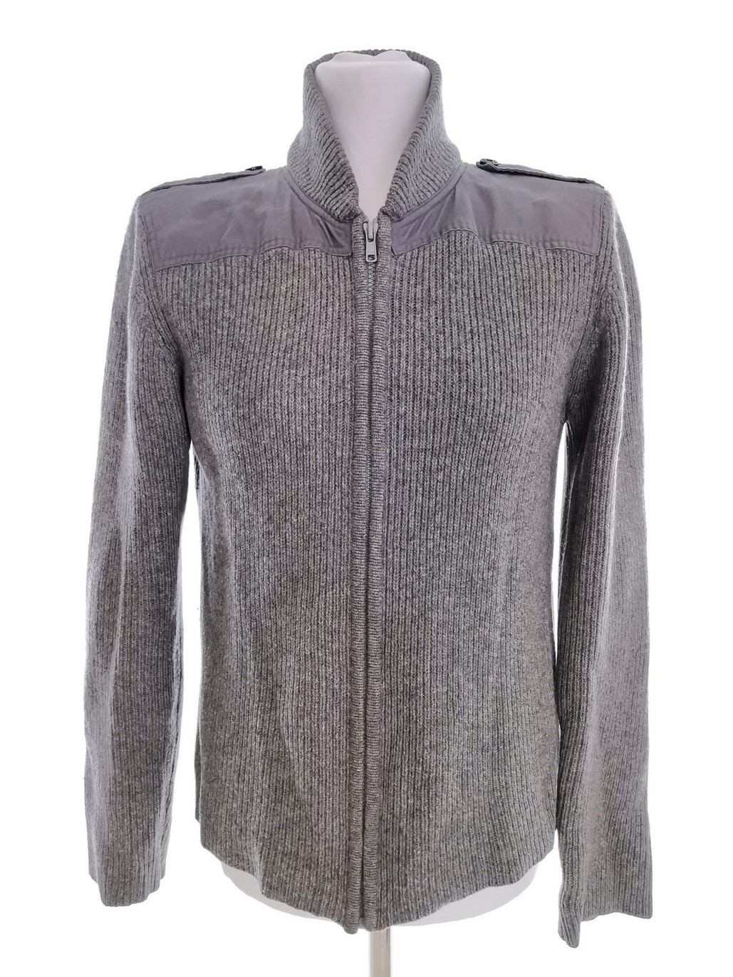 Filippa k Size M Color Szary Męski Sweter Rozpinany Długi rękaw Fabric Wełna Jagnięca