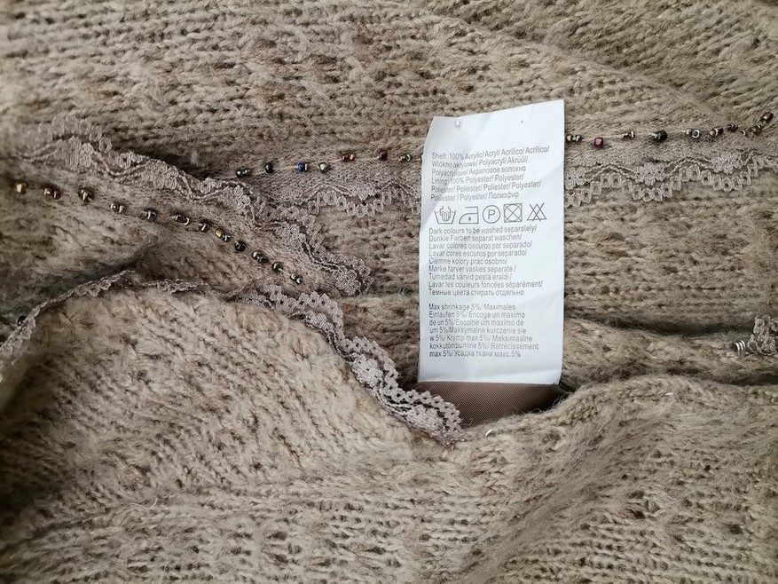 Vero moda Size M Color Szary Kołnierz Kardigan Wiązany Długi rękaw Fabric Akryl 100% Gruba dzianina