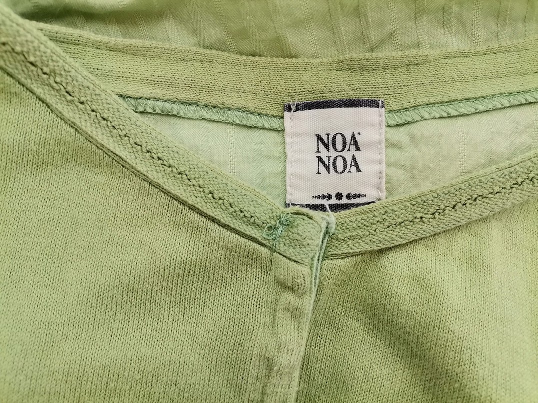 Noa noa Size 42/44 Color Zielony Okrągły dekolt Kardigan Zapinany Długi rękaw Fabric Bawełna 100% Cienka dzianina