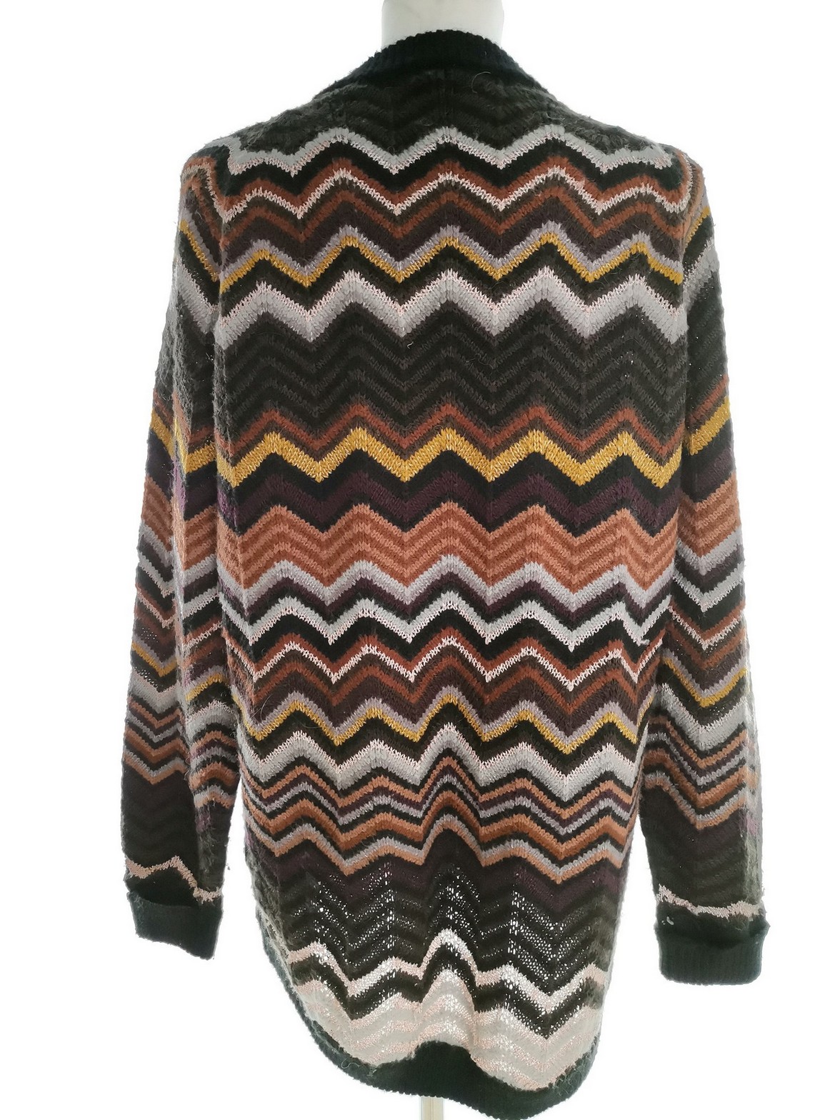 MISSONI LINDEX Size S Color Czarny W serek Długi Zapinany Kardigan Płaszcz Długi rękaw Fabric Akryl Cienka dzianina